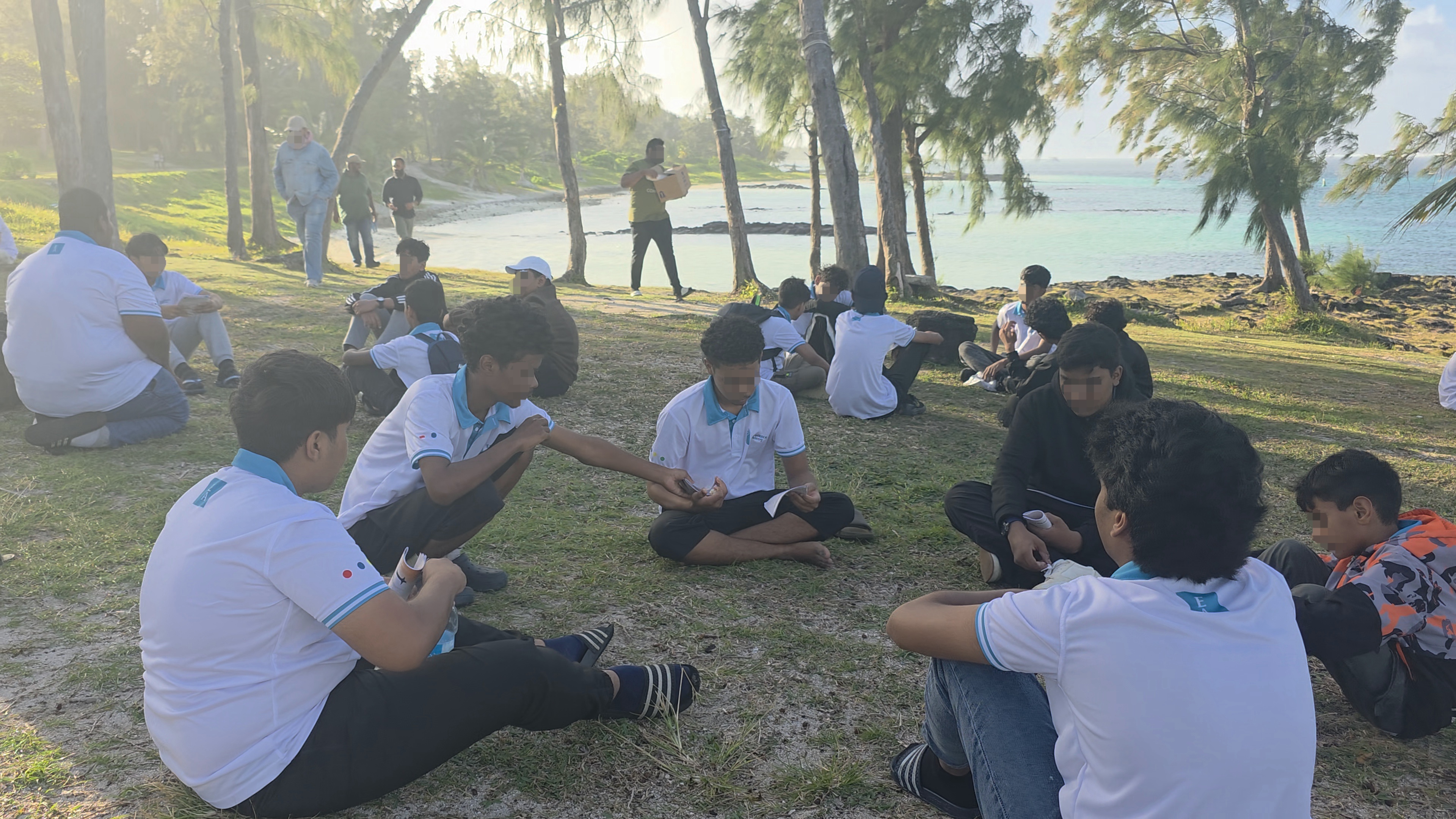 Small study circles on a beach 